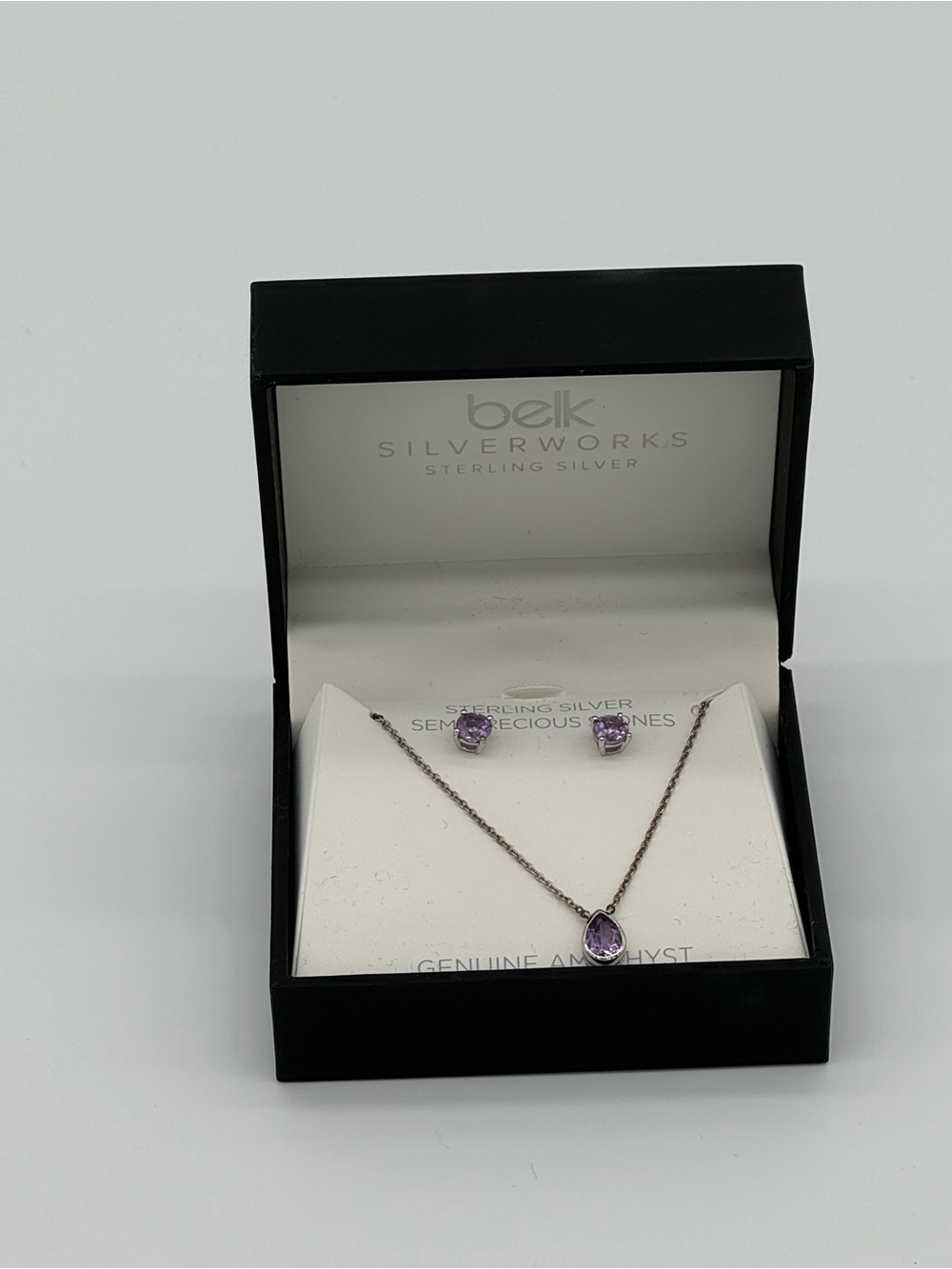 belk Silverworks Sterling Silver Amethyst Necklace & Stud Earrings - Purple